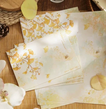 Four Seasons Like the Wind Envelope and Letter Paper Set: Ancient-Style Romantic Artistic Botanical Landscape Illustrations for Handwritten Love Confessions and Blessings