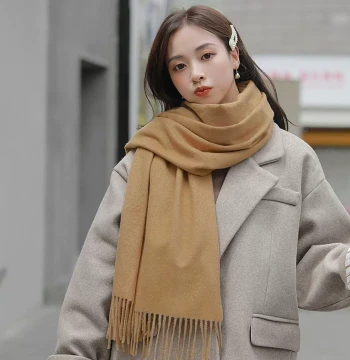 Faux Cashmere Autumn/Winter Thickened Warm Red Shawl - Solid Color Fashionable Versatile Scarf for Men and Women, Air Conditioning Blanket