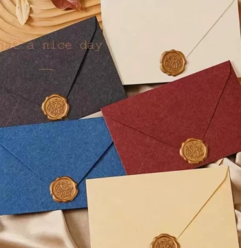 Vintage Envelope & Letter Paper Set - Kraft Paper Invitations, Postcards, Wax-Seal Envelopes; Minimalist Design for Mother's Day Love Letters