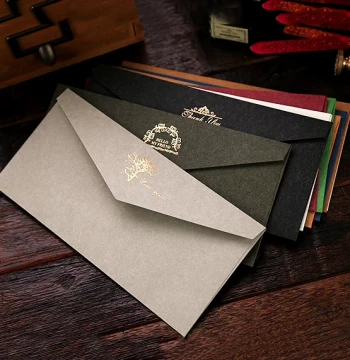 Creative Vintage Gold-Foiled Envelope and Letter Paper Set, Romantic Love Letters, Customizable with Company LOGO Printing, Wedding Invitations