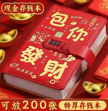 2026 New Cash Storage Binder - Large Capacity Money Book with Password Lock for RMB Banknotes, Coin Collection, and Hundred-Yuan Bills; Ideal for Kids' Cash Savings and Financial Management