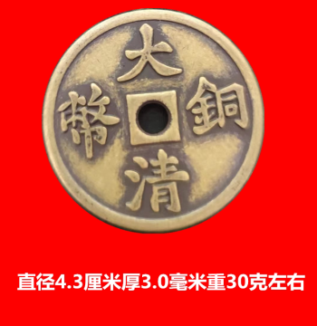Ancient Coin Collection: Qing Dynasty Copper Coin (Nanchang Mint, 1 Wen) - Round-Hole Reproductive Craft Coin, 43mm Diameter
