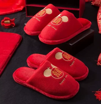 Bride and Groom Wedding Festive Wedding Cotton Slippers Big