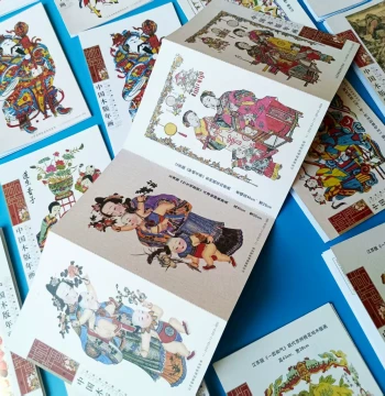 Authentic Mail-Ready Set: 20 Chinese Woodblock New Year Postcards with 80-Cent Postage (Literature Theme)