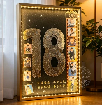 Growth Photo Frame Record Book, 18th Birthday Coming-of-Age Gift, DIY with Five-Jiao Coins
