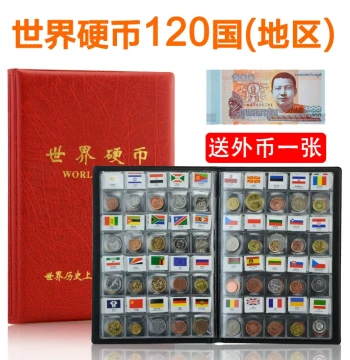 World Coin Collection Album for 120 Countries, 60-Country Coin Collector's Book, Global Currency Gift Set