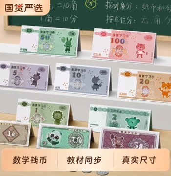 RMB Currency Learning Kit for Elementary Students - Paper Money and Coin Teaching Tools with Clock for Grade 1