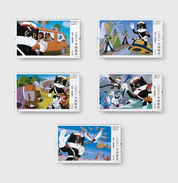 China Post 2022-18 Black Cat Sheriff Stamps - 4 Sets (20 Pieces), Complete Animation Series, Mint Condition, Mailable
