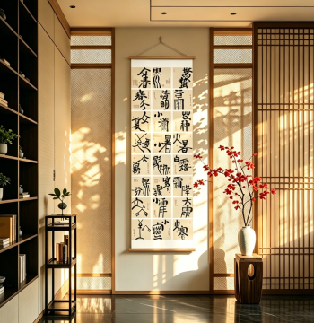 24 Solar Terms Chinese Calligraphy Scroll - Natural Wood Solid Wood Hanging Art for Living Room and Study Decor