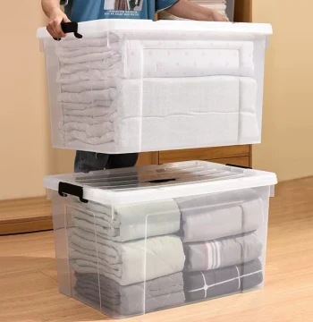 Jinjiayi Extra-Large Plastic Storage Box - Transparent Organizer Bin for Household Items