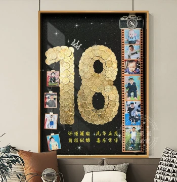 Growth Photo Frame Record Book – 18th Birthday Coming-of-Age Gift for Boys and Girls, Featuring 5-Jiao Coin Handmade DIY Craft