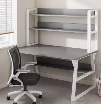 Modern Minimalist Computer Desk with Integrated Bookshelf for Home Office, Student Study Table Suitable for Junior High Schoolers