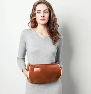 Warm Waist Belt Cloth Cover: Plush Jacket with Removable Washable Double Hand Pockets for Hot Water Bottle, Waist-Protecting Warm Sleeve