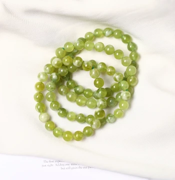 Natural Xiuyan Jade Bracelet - 'Green Grape Milk Foam' Style Single-Loop Beaded Handchain for Women, Fresh and Elegant Jewelry