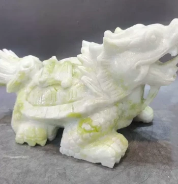 Lantian Jade Dragon-Turtle Ornament for Living Room, Entryway, and Home Decor