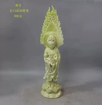 Natural Xiuyan Jade Carvings - Figurines Symbolizing Fortune, Prosperity, Longevity, and Happiness, Including Buddha, Guanyin, Laughing Buddha, God of Wealth, and Shouxing