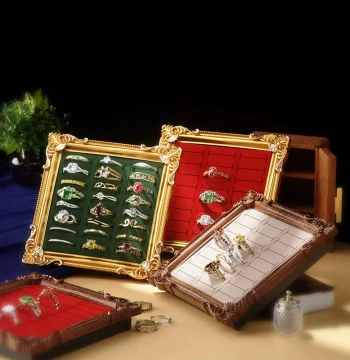 Vintage European-Style Picture Frame Jewelry Display Stand, Ring and Gemstone Storage Tray for Vanity or Shop Display, Home Decor