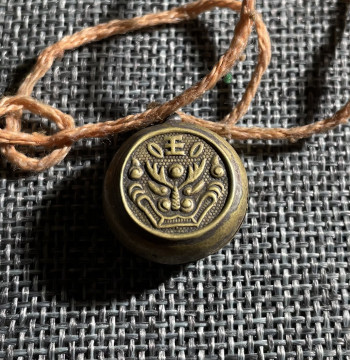 Authentic Qing Dynasty Brass Tiger-Head Bell Pendant - Vintage Folklore Copper Ornament for Collectors