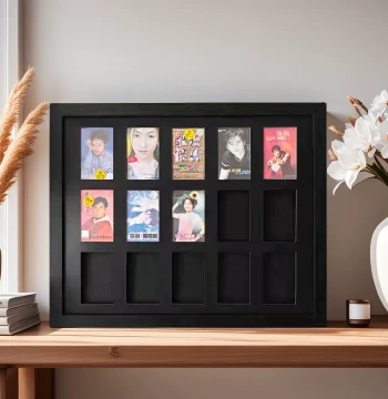 Solid Wood Cassette Tape Storage Frame - 3D Dust-Proof Wall-Mounted Display Rack for Singer Tape Collections
