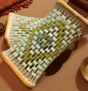 Summer Cooling Pillow - 100% Natural Xiuyan Jade, Soft Date Green Stone, Cervical Spine Cooling, Hollow Design for Single Use