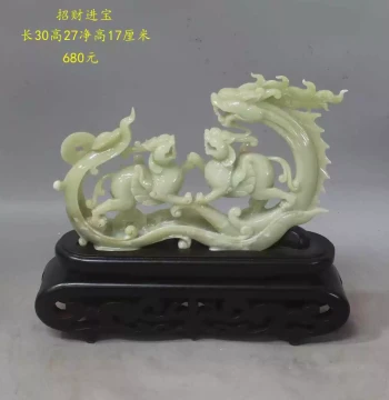 Natural Xiuyan Jade Pixiu Statue - Hand-Carved Raw Stone Wealth & Blessing Ornament for Entryway (Qilin Design)