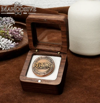 Black Walnut Solid Wood Coin & Badge Box - Collector's Case for Commemorative Coins, Silver Dollars, and Yuan Datou