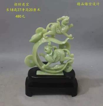 Natural Xiuyan Jade Pixiu Ornament, Hand-Carved Raw Jade Statue for Wealth and Blessings, Entryway Qilin Decor