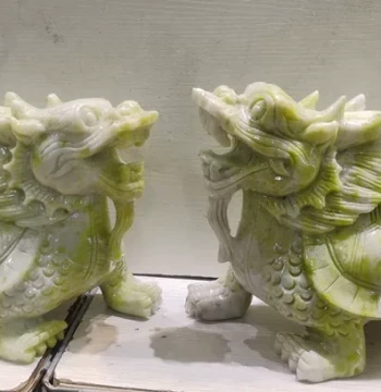 Lantian Jade Dragon Turtle Ornament for Living Room, Entryway, and Home Decor