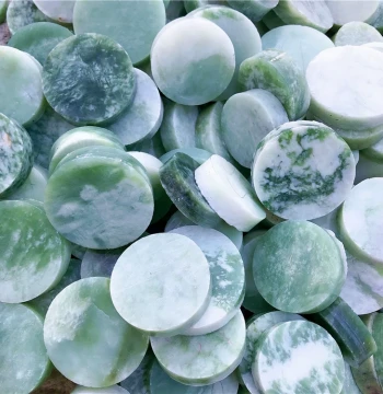 Natural Xiuyan Jade Bangle Core Raw Stone, Unpolished Seed Material for Practice Carving and Chess Pieces