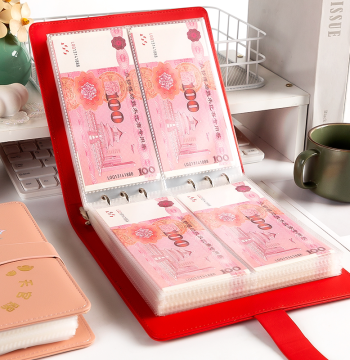 Money Saving Book and Clip, Viral 100-Yuan Bill Storage Bag, Large Capacity 2025 New Style High-Aesthetic Travel Banknote Collection Album