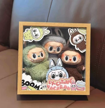 Dust-Proof Wooden Display Case for Blind Box Figures - Hollow Frame Organizer for Dolls and Collectibles