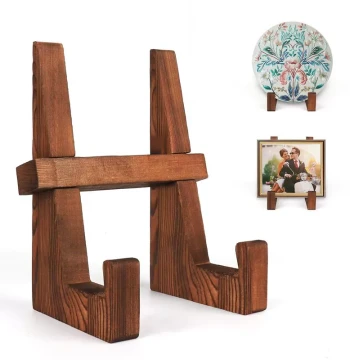 Solid Wood Display Stand for Photo Frames, Plates, Clocks, and Vinyl Records
