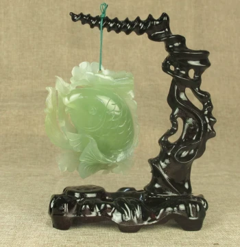 Natural Xiuyan Jade Carving of Gourd, Grapes, and Fish, Home or Office Decor, Raw Jade Gift from Xiuyan