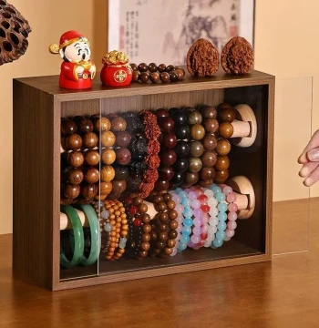 Zen Style Bracelet Display Rack with Large Capacity Transparent Window for Storage and Showcase
