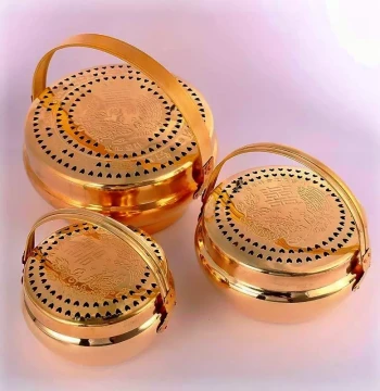 Wedding Copper Fire Pot & Brazier Set - Traditional Hand/Foot Warmer and Dowry Gift for Chinese Weddings