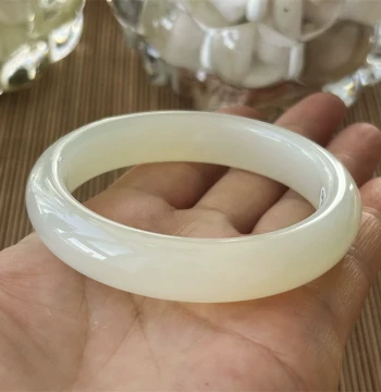 Natural Xiuyan Jade Bangle - Authentic Liaoning Xiuyan Jade Bracelet for Women, Round Bar Style, Unique Item Photo