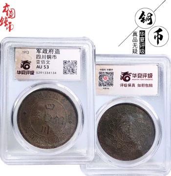 Republic of China Era Huaxia Graded Sichuan Copper Coin (100 Wen) - Fine Condition Ancient Currency for Collectors, Authenticated and Aged