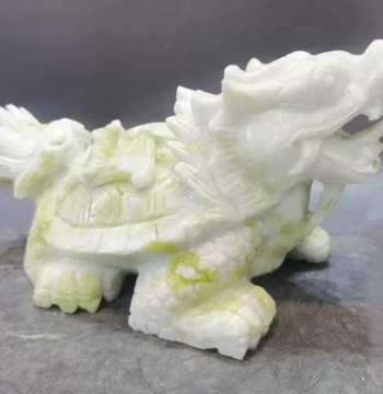 Lantian Jade Dragon Turtle Ornament - Elegant Home Decor for Living Room or Entryway