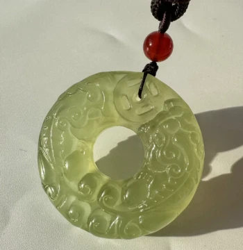 Natural Xiuyan Jade Double-Sided Money Pixiu Safety Buckle Pendant - Unisex Necklace with Carved Jade Amulet