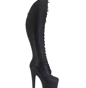 20cm Runway Over-the-Knee Boots Snake Print Black High Heel Model Performance Nightclub Ultra-High Heel Pole Dance Boots