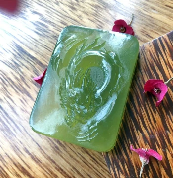 Natural Xiuyan Jade Dragon Pendant with Intricate Carving, Deep Green Jade Necklace, Versatile Jade Amulet, Authentic Xiuyan Rock Jade Sweater Chain