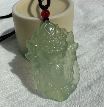 Unique Natural Xiuyan Jade Ice-Transparent Mountain Ghost Token Pendant Necklace - One-of-a-Kind Jade Jewelry Piece