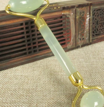 Dual-Head Serene Natural Xiuyan Jade Facial Roller Massager for Eye Beauty and Face Lifting