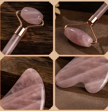 Natural Rose Quartz Facial Massager - Yulaishun Jade Roller Xiuyan Beauty Massage Instrument for Facial Acupoints