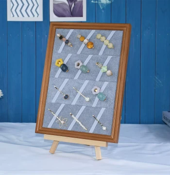 Solid Wood Photo Frame Hair Clip Board Wall-Mounted Earring Display Rack for Home Headwear Storage and Jewelry Showcase