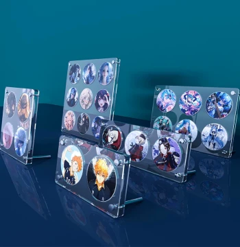 Acrylic Display Stand for Badges and Anime Merchandise - Card Brick Holder with Grid Slots and Frame