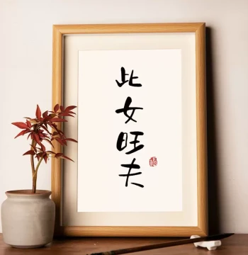 'Rich Lady' Inspirational Handwritten Calligraphy Art – Desktop Display, Wall Hanging, Framed Gift, Trendy Decor
