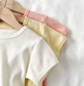 Kids' Summer Lightweight Short-Sleeve T-Shirt and Shorts Set, 100% Cotton Breathable Home Wear for Boys and Girls, AC-Friendly Two-Piece Lounge Set