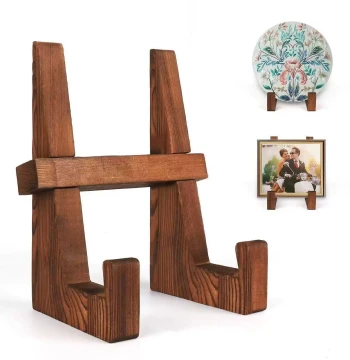 Solid Wood Photo Frame Stand and Tray - Display Rack for Plates, Photos, Clocks, and Vinyl Records