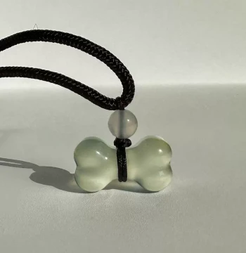 Authentic Natural Xiuyan Jade Dog Bone Necklace Pendant